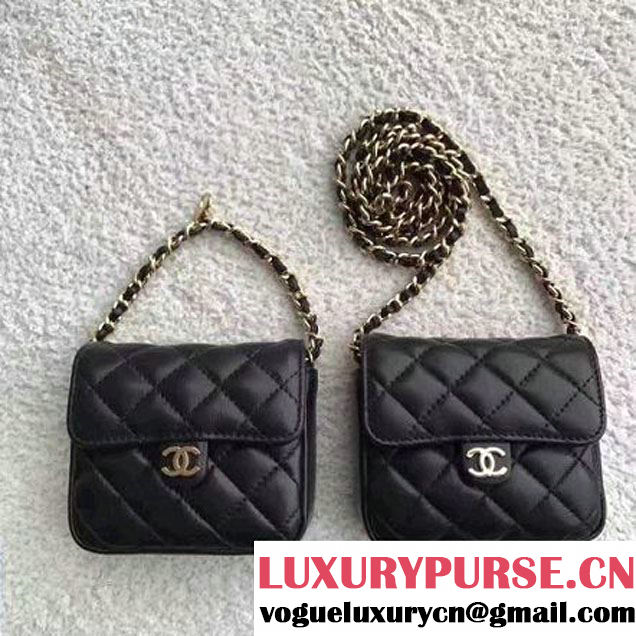 Chanel Lambskin Vintage Mini Classic Flap Bag Black 2017 (SPM-6120511 )