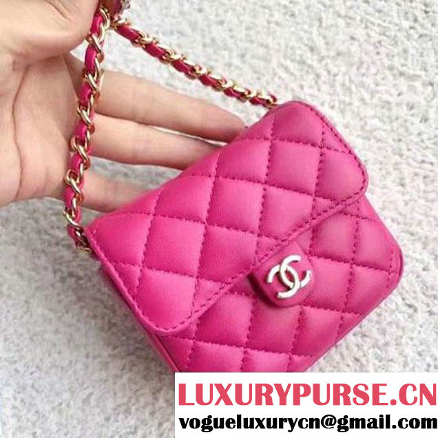 Chanel Lambskin Vintage Mini Classic Flap Bag Fuchsia 2017 (SPM-6120512 )