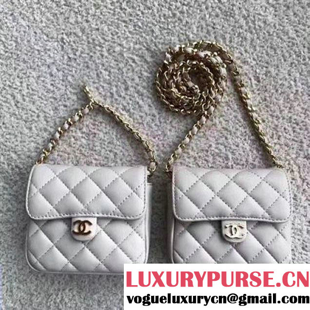 Chanel Lambskin Vintage Mini Classic Flap Bag White 2017 (SPM-6120513 )