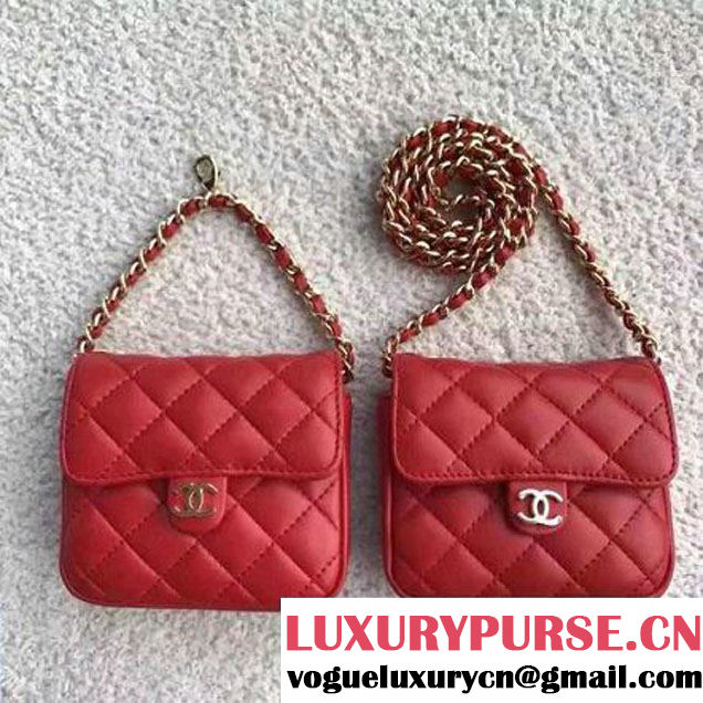 Chanel Lambskin Vintage Mini Classic Flap Bag Red 2017 (SPM-6120515 )