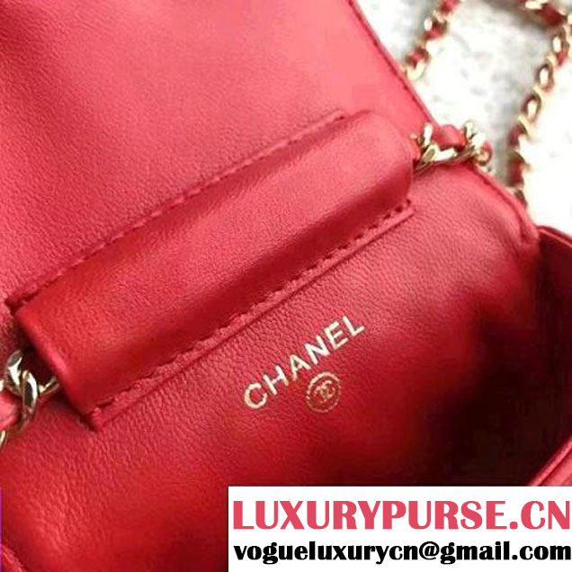 Chanel Lambskin Vintage Mini Classic Flap Bag Red 2017 (SPM-6120515 )