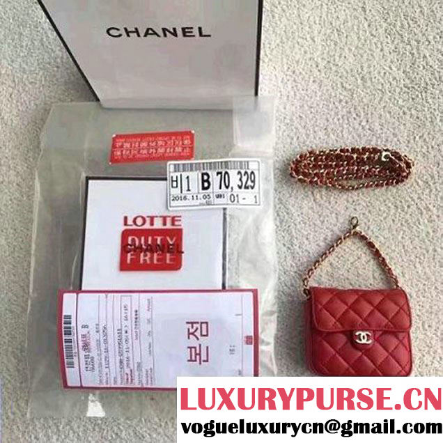 Chanel Lambskin Vintage Mini Classic Flap Bag Red 2017 (SPM-6120515 )