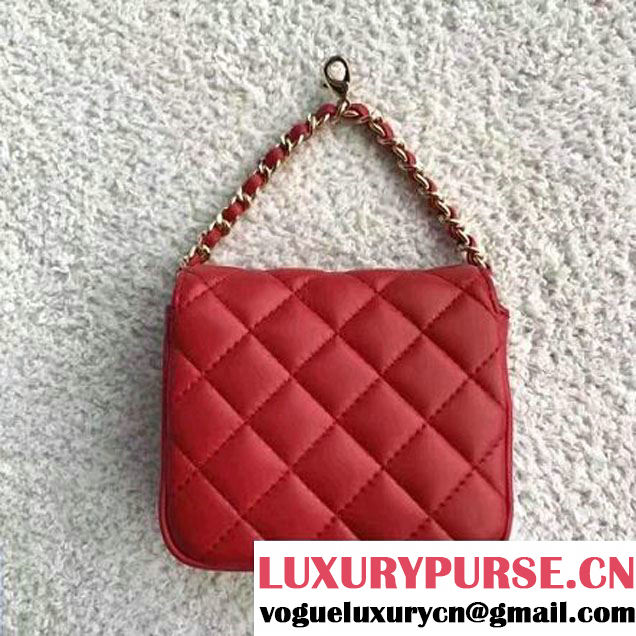 Chanel Lambskin Vintage Mini Classic Flap Bag Red 2017 (SPM-6120515 )