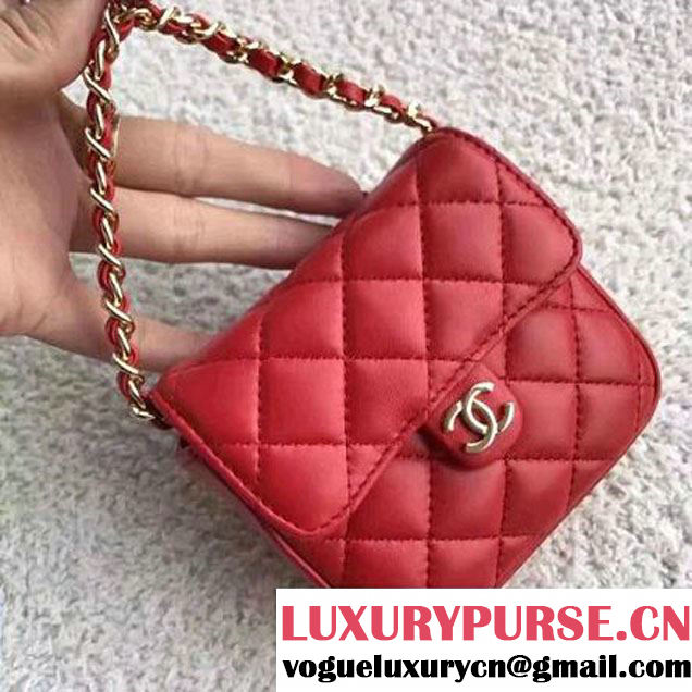 Chanel Lambskin Vintage Mini Classic Flap Bag Red 2017 (SPM-6120515 )