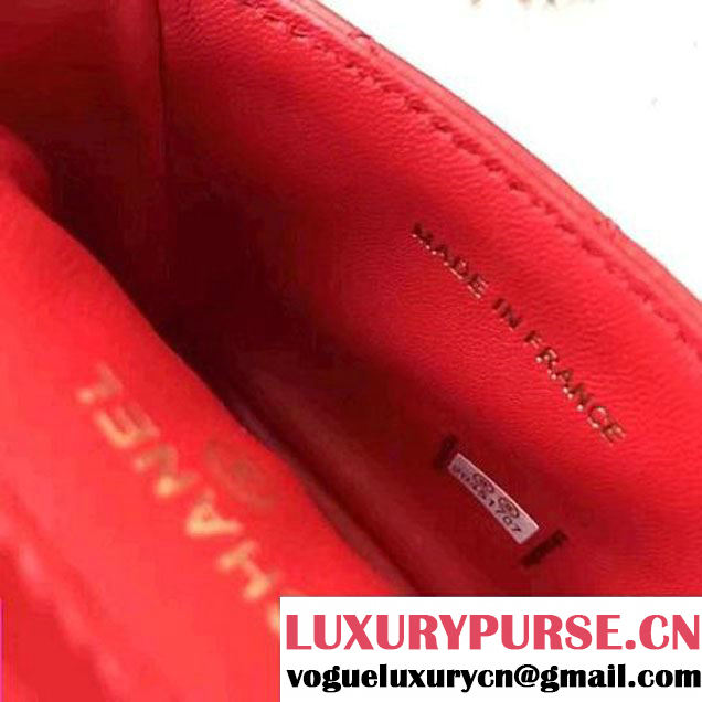 Chanel Lambskin Vintage Mini Classic Flap Bag Red 2017 (SPM-6120515 )