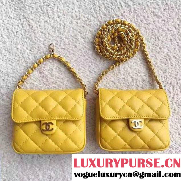 Chanel Lambskin Vintage Mini Classic Flap Bag Yellow 2017 (SPM-6120516 )