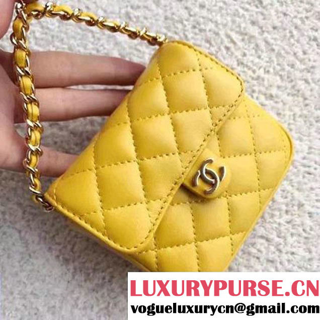 Chanel Lambskin Vintage Mini Classic Flap Bag Yellow 2017 (SPM-6120516 )