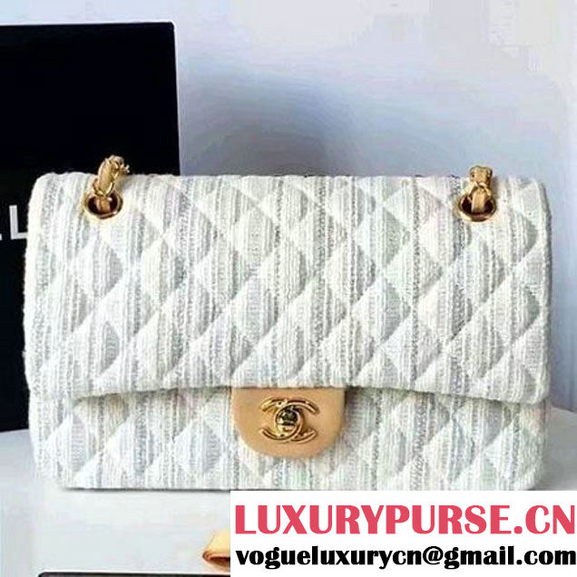 Chanel Tweed & Lambskin Classic Medium Flap Bag White 2017 (2A057-6121310 )