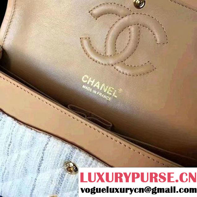 Chanel Tweed & Lambskin Classic Medium Flap Bag White 2017 (2A057-6121310 )
