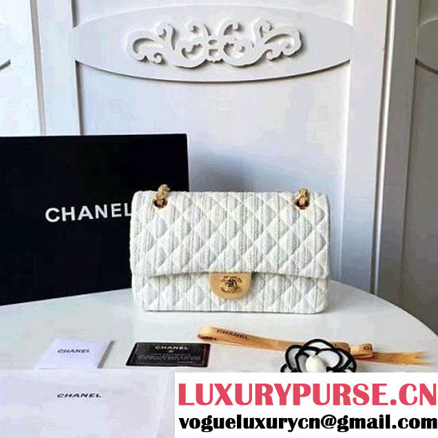 Chanel Tweed & Lambskin Classic Medium Flap Bag White 2017 (2A057-6121310 )