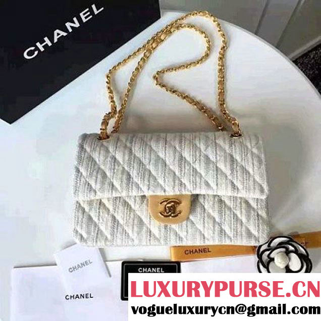 Chanel Tweed & Lambskin Classic Medium Flap Bag White 2017 (2A057-6121310 )