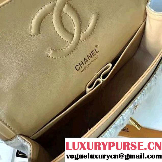 Chanel Tweed & Lambskin Classic Medium Flap Bag White 2017 (2A057-6121310 )
