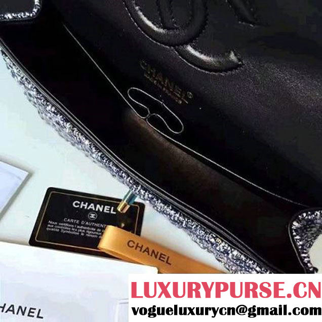 Chanel Tweed & Lambskin Classic Medium Flap Bag Black 2017 (2A057-6121311 )