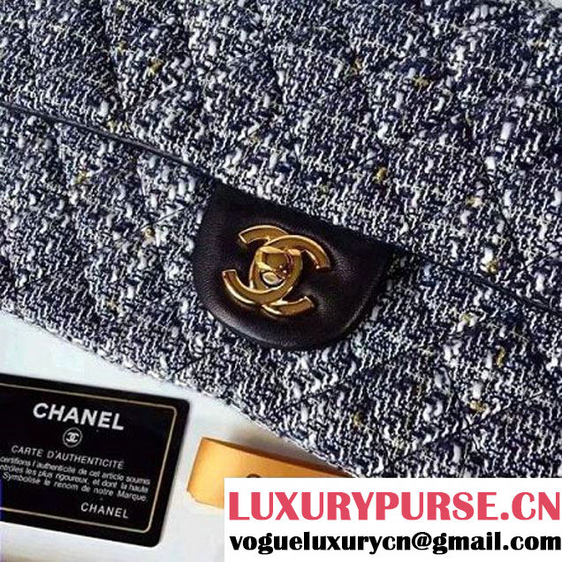 Chanel Tweed & Lambskin Classic Medium Flap Bag Black 2017 (2A057-6121311 )