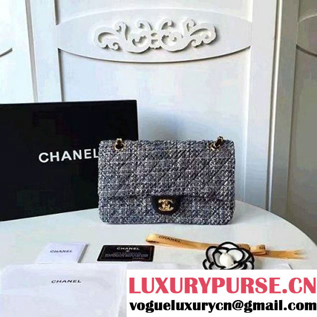Chanel Tweed & Lambskin Classic Medium Flap Bag Black 2017 (2A057-6121311 )