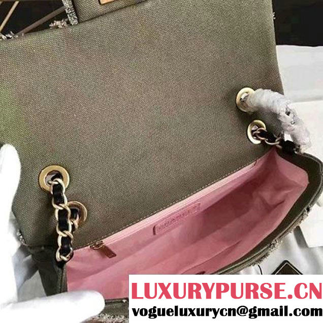 Chanel Canvas Chevron Patchwork Classic Flap Bag A93717 Green/Kahki 2017 (KN-6122601 )