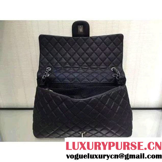 Chanel Metallic Calfskin XL Classic Flap Bag Black 2016 (2A143-6122607 )