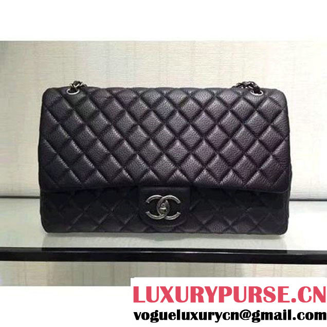 Chanel Metallic Calfskin XL Classic Flap Bag Black 2016 (2A143-6122607 )