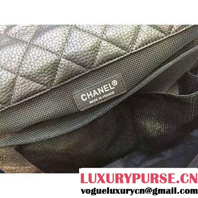 Chanel Metallic Calfskin XL Classic Flap Bag Black 2016 (2A143-6122607 )