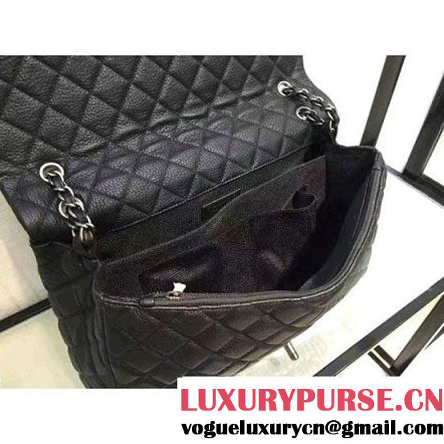 Chanel Metallic Calfskin XL Classic Flap Bag Black 2016 (2A143-6122607 )