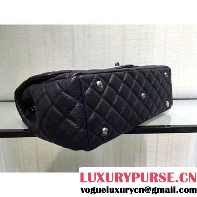 Chanel Metallic Calfskin XL Classic Flap Bag Black 2016 (2A143-6122607 )