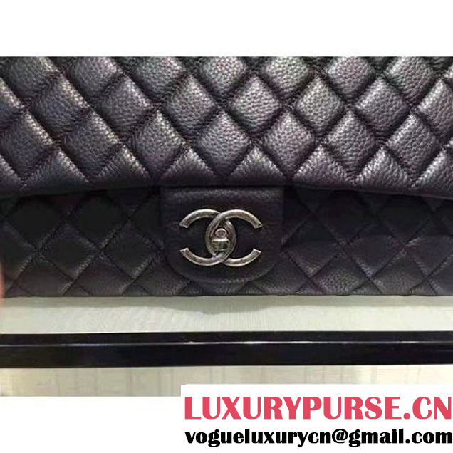 Chanel Metallic Calfskin XL Classic Flap Bag Black 2016 (2A143-6122607 )