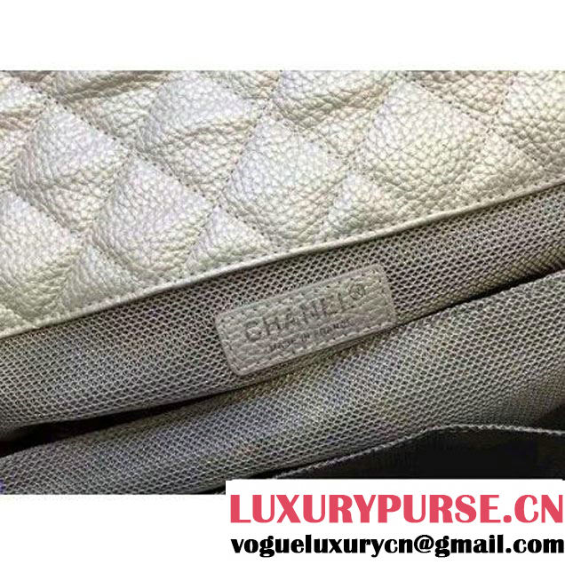 Chanel Metallic Calfskin XL Classic Flap Bag Silver 2016 (2A143-6122608 )