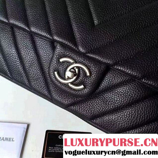 Chanel Grained Calfskin Chevron XXL Classic Flap Bag A91169 2017 (2A058-6122609 )