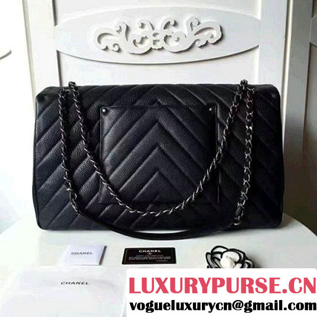 Chanel Grained Calfskin Chevron XXL Classic Flap Bag A91169 2017 (2A058-6122609 )