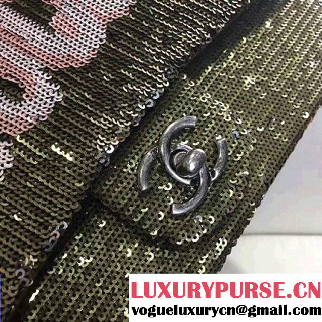 Chanel Sequins Coco Cuba Flap Bag A98613 Army Green Cruise 2017 (2A143-6122703 )