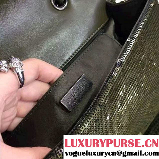Chanel Sequins Coco Cuba Flap Bag A98613 Army Green Cruise 2017 (2A143-6122703 )