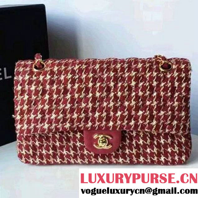 Chanel Tweed & Lambskin Classic Medium Flap Bag Red/White 2017 (2A057-7010413 )