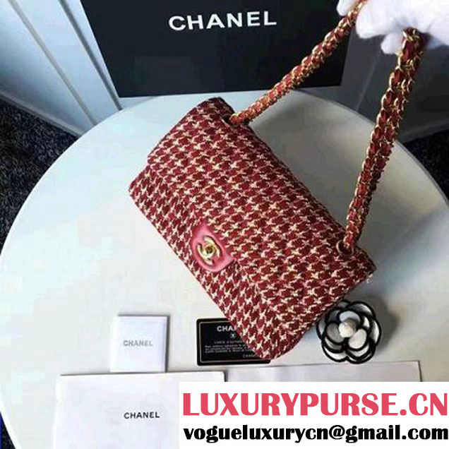 Chanel Tweed & Lambskin Classic Medium Flap Bag Red/White 2017 (2A057-7010413 )
