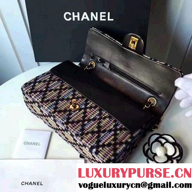 Chanel Tweed & Lambskin Classic Medium Flap Bag Multicolor 2017 (2A057-7010414 )