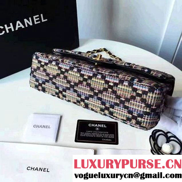 Chanel Tweed & Lambskin Classic Medium Flap Bag Multicolor 2017 (2A057-7010414 )