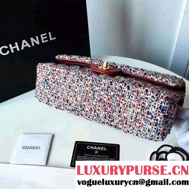 Chanel Tweed & Lambskin Classic Medium Flap Bag Multicolor 2017 (2A057-7010415 )