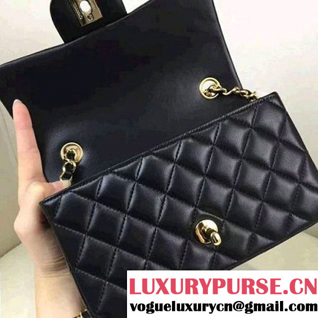 Chanel Black Lambskin Mini Classic Flap Bag A1112 (AV-7033101 )