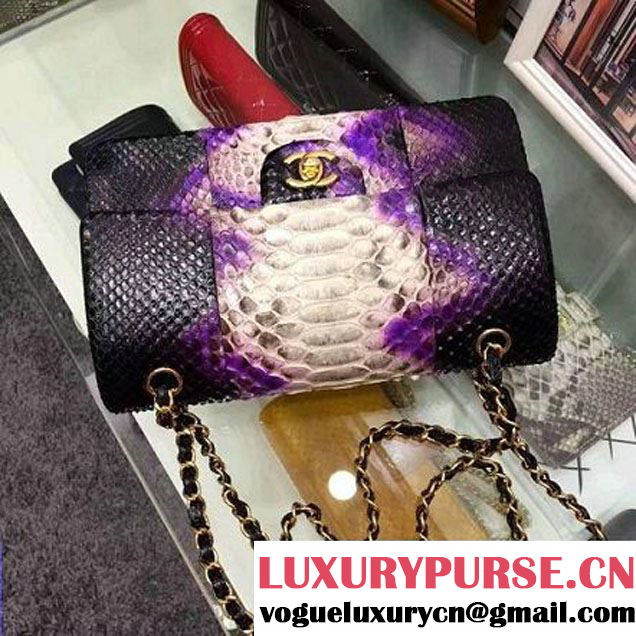 Chanel A1112 Python Leather Medium Classic Flap Bag Purple 2017 (AV-7041851 )