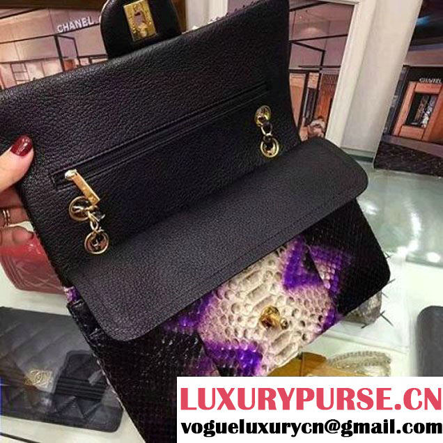 Chanel A1112 Python Leather Medium Classic Flap Bag Purple 2017 (AV-7041851 )