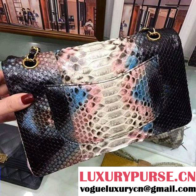 Chanel A1112 Python Leather Medium Classic Flap Bag Pink 2017 (AV-7041853 )