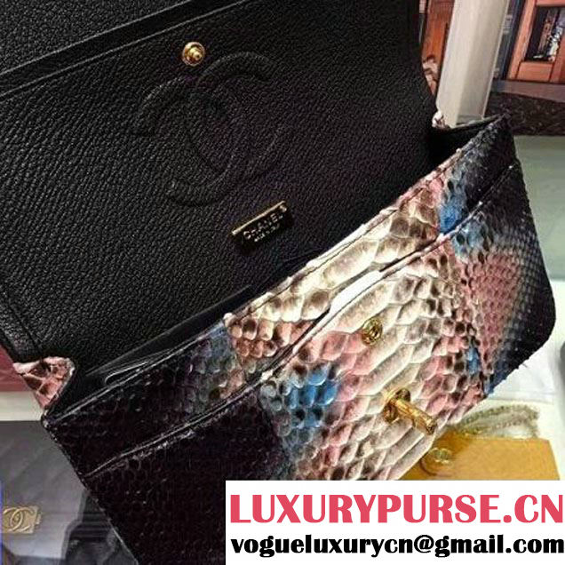 Chanel A1112 Python Leather Medium Classic Flap Bag Pink 2017 (AV-7041853 )