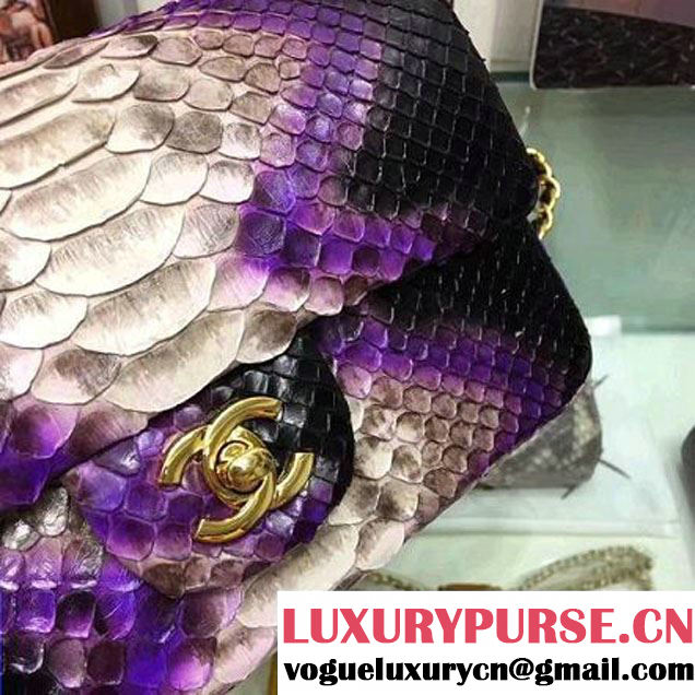 Chanel A1116 Python Leather Small Classic Flap Bag Purple 2017 (AV-7041854 )