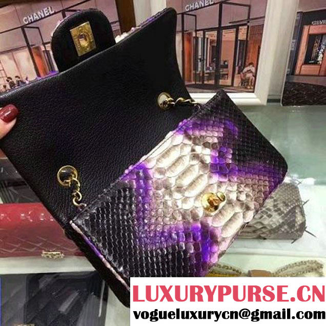 Chanel A1116 Python Leather Small Classic Flap Bag Purple 2017 (AV-7041854 )