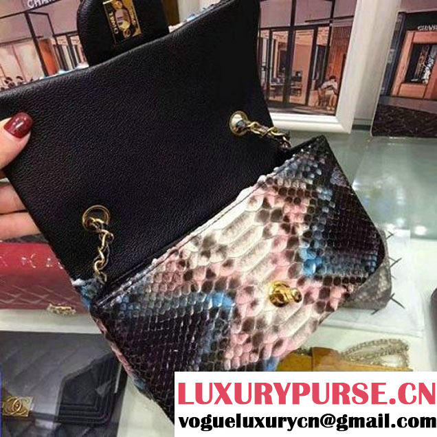Chanel A1116 Python Leather Small Classic Flap Bag Pink 2017 (AV-7041856 )