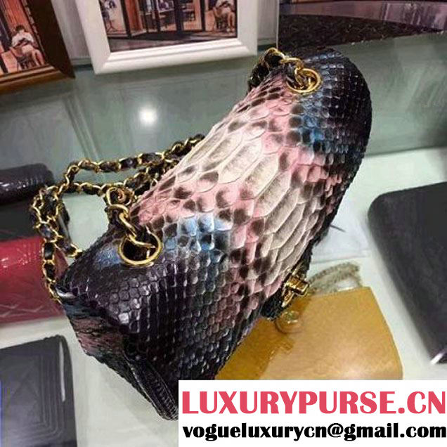 Chanel A1116 Python Leather Small Classic Flap Bag Pink 2017 (AV-7041856 )