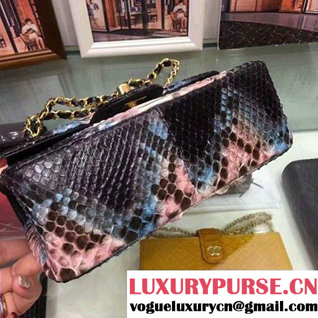 Chanel A1116 Python Leather Small Classic Flap Bag Pink 2017 (AV-7041856 )