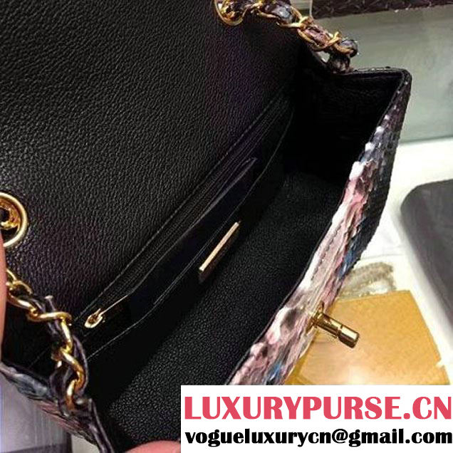 Chanel A1116 Python Leather Small Classic Flap Bag Pink 2017 (AV-7041856 )