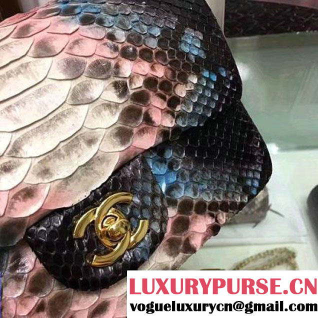 Chanel A1116 Python Leather Small Classic Flap Bag Pink 2017 (AV-7041856 )