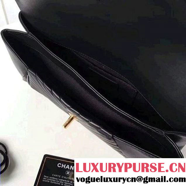 Chanel Chevron Lambskin Clutch Bag A98558 Black 2017 (2A143-7101412 )