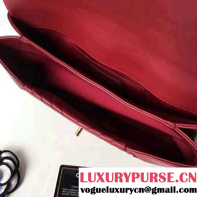 Chanel Chevron Lambskin Clutch Bag A98558 Red 2017 (2A143-7101411 )